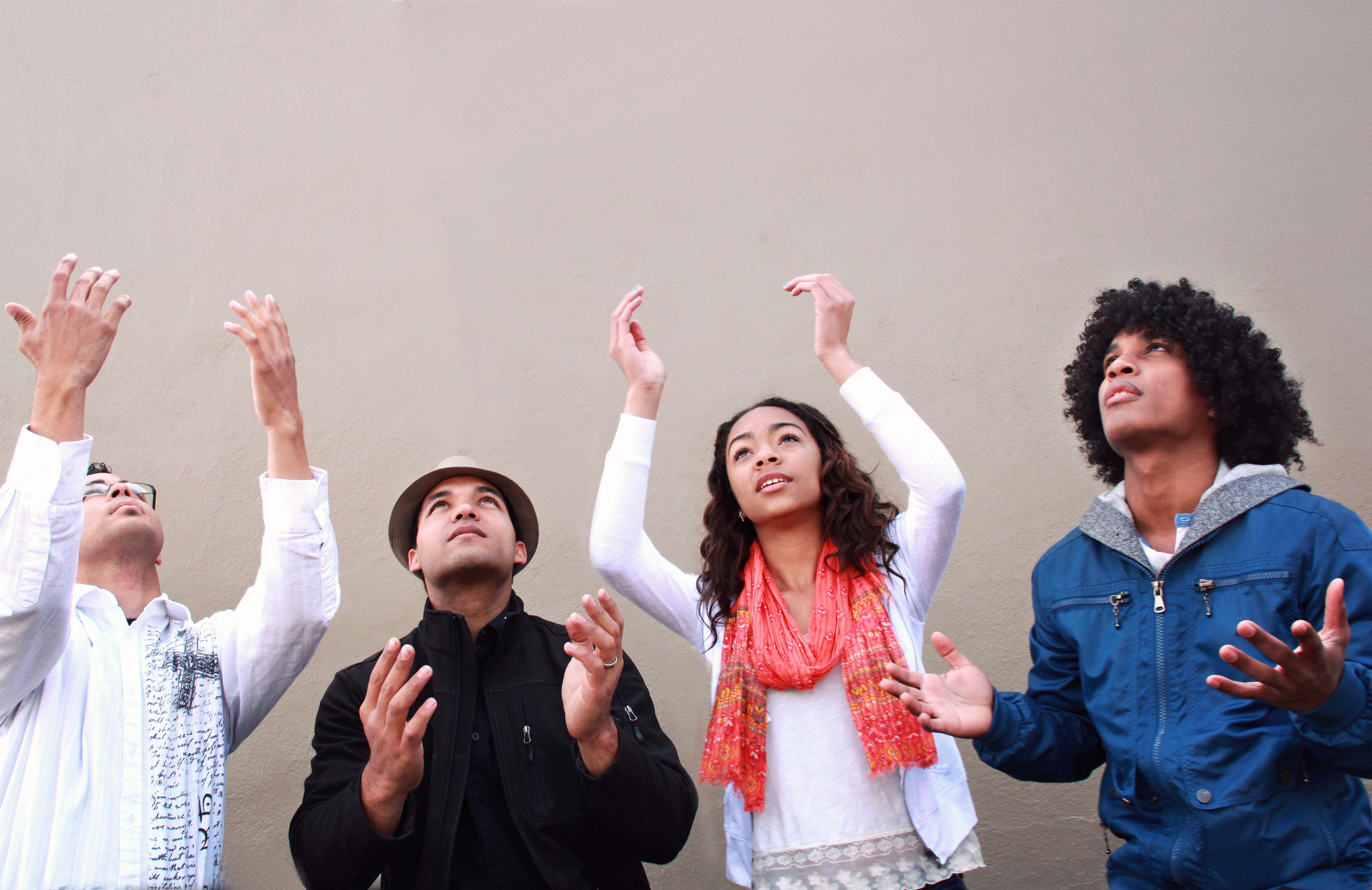 Worshipping Christian Stock Photos called to thrive - hands to heaven
